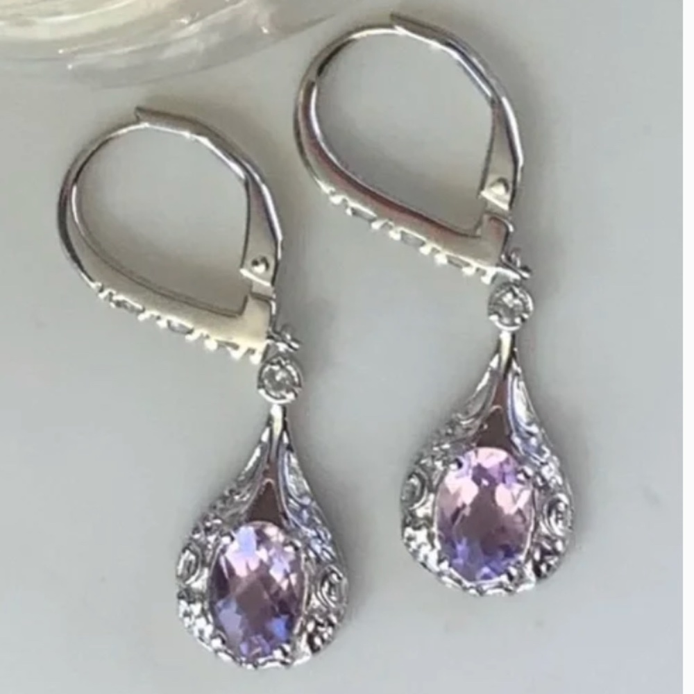 Lovely 925 Sterling Silver Dangling Latch Back Earrings